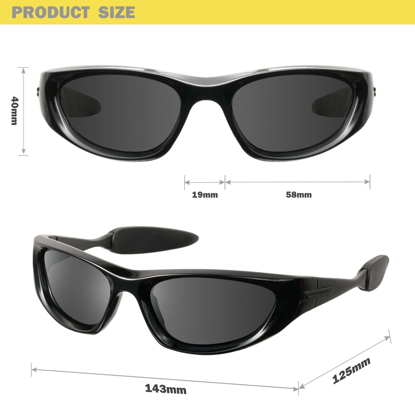 mosanana Y2k Wrap around Sunglasses for Women Men Trendy Cool Cute Funky Fashion Retro Vintage Black Baddie Stylish 90s Aesthetic Shade Sunnies Futuristic Chunky Cyber Ladies Sun Glasses Frame Freak