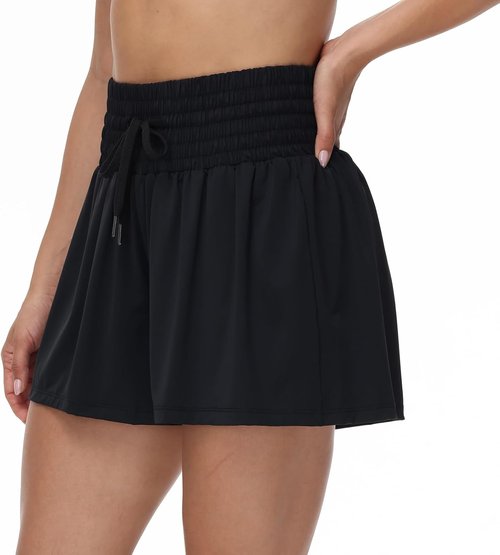 Blaosn Women's High Waist Athletic Shorts - Flowy Gym & Running Skort with Pocket | Casual Summer Wear