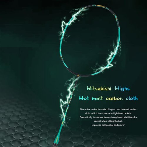 ALPSPORT Peacock 4U G5 6.8mm 40T Graphite Shaft Max 35LBS T800 Professional Racquet, Secondary Molding Full Carbon Fiber Badminton Racket with Gift Box, 1 Flannel Bag, 2 Grips Tapes (Black)