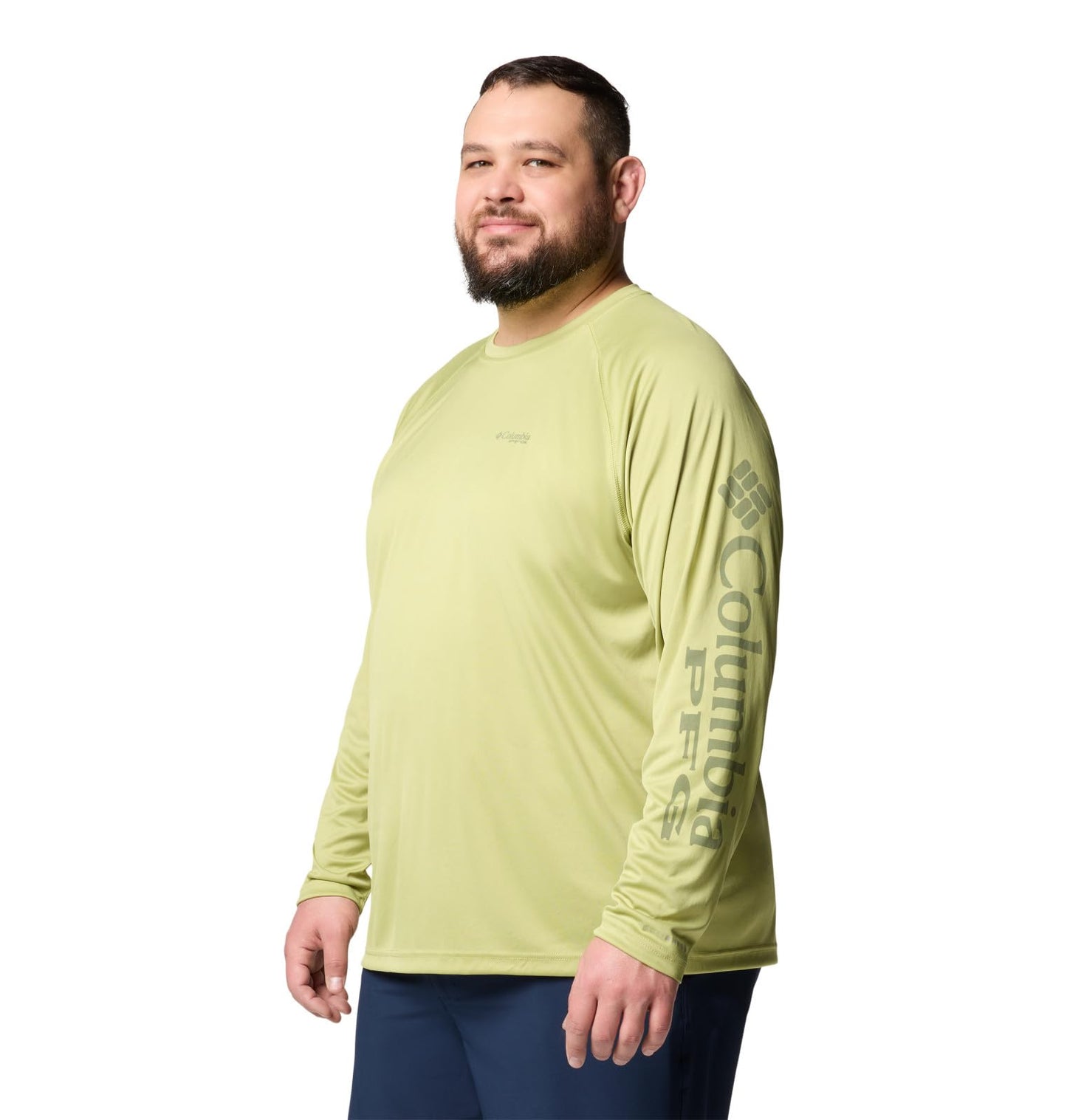 Columbia Men's PFG Terminal Tackle Long Sleeve Fishing Shirt, Pear/Cypress Logo, 2X Tall