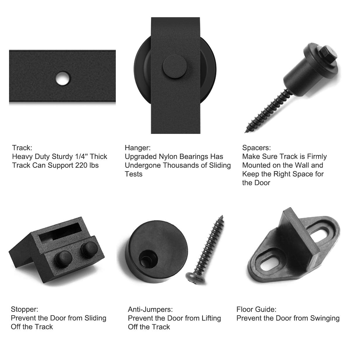 SMARTSTANDARD 10FT Sliding Barn Door Hardware Kit, Heavy Duty Track-Smoothly and Quietly-Includes Detailed Installation Instruction Fit 60" Wide Door Panel (J Shape Hanger) Black