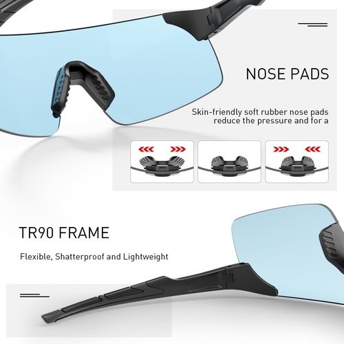 SCVCN Photochromic Cycling Glasses Frameless Sports sunglasses for Men Women - Ideal For Baseball, Bike, Golf, Running