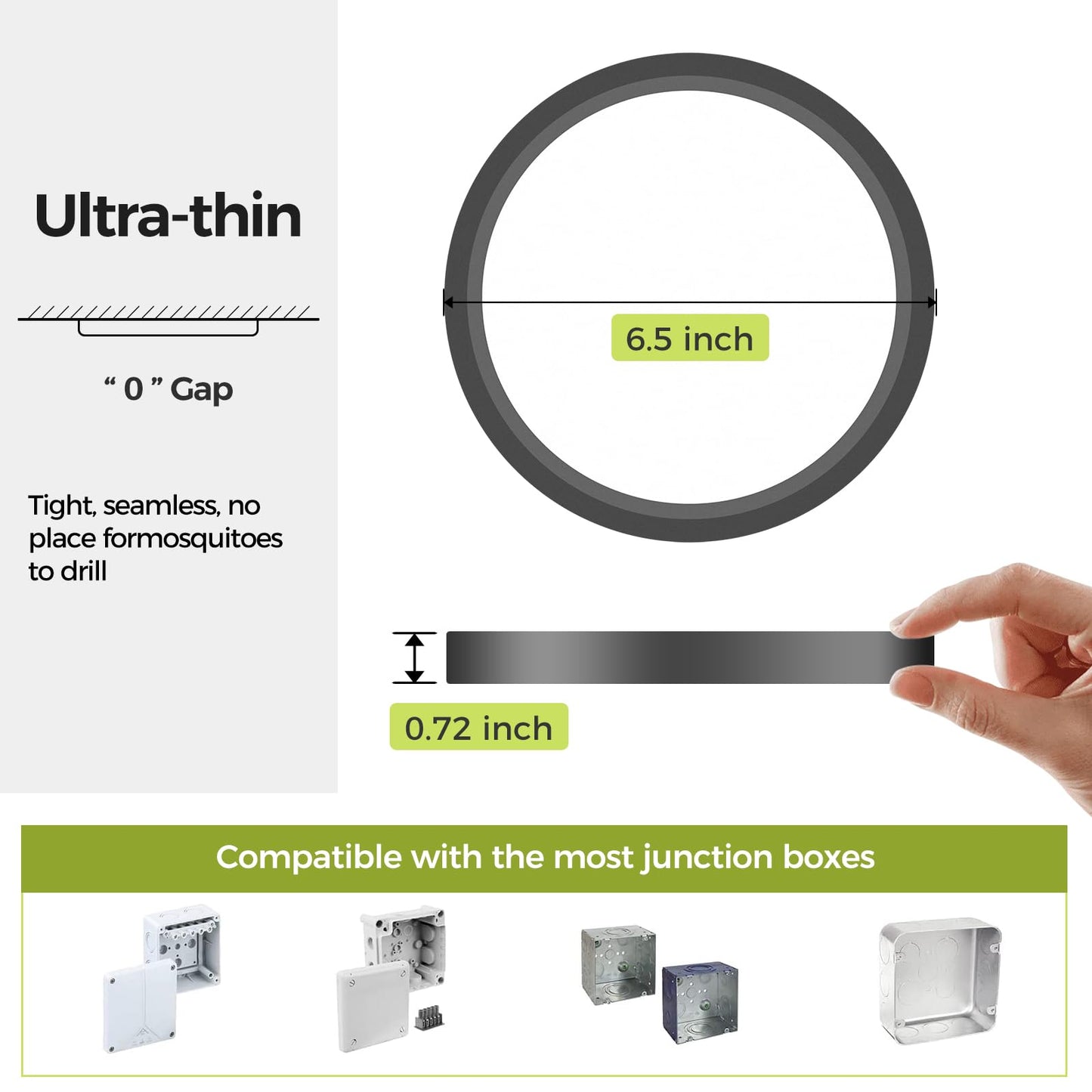 2PACK Flush Mount LED Ceiling Light Fixture - Black, 6.5Inch 12Watt, Dimmable & 3000K-4000K-6500K 3 Color Selectable Ceiling Lamp - 1200LM Low Profile Light for Kitchen, Bedroom, Hallway, Porch