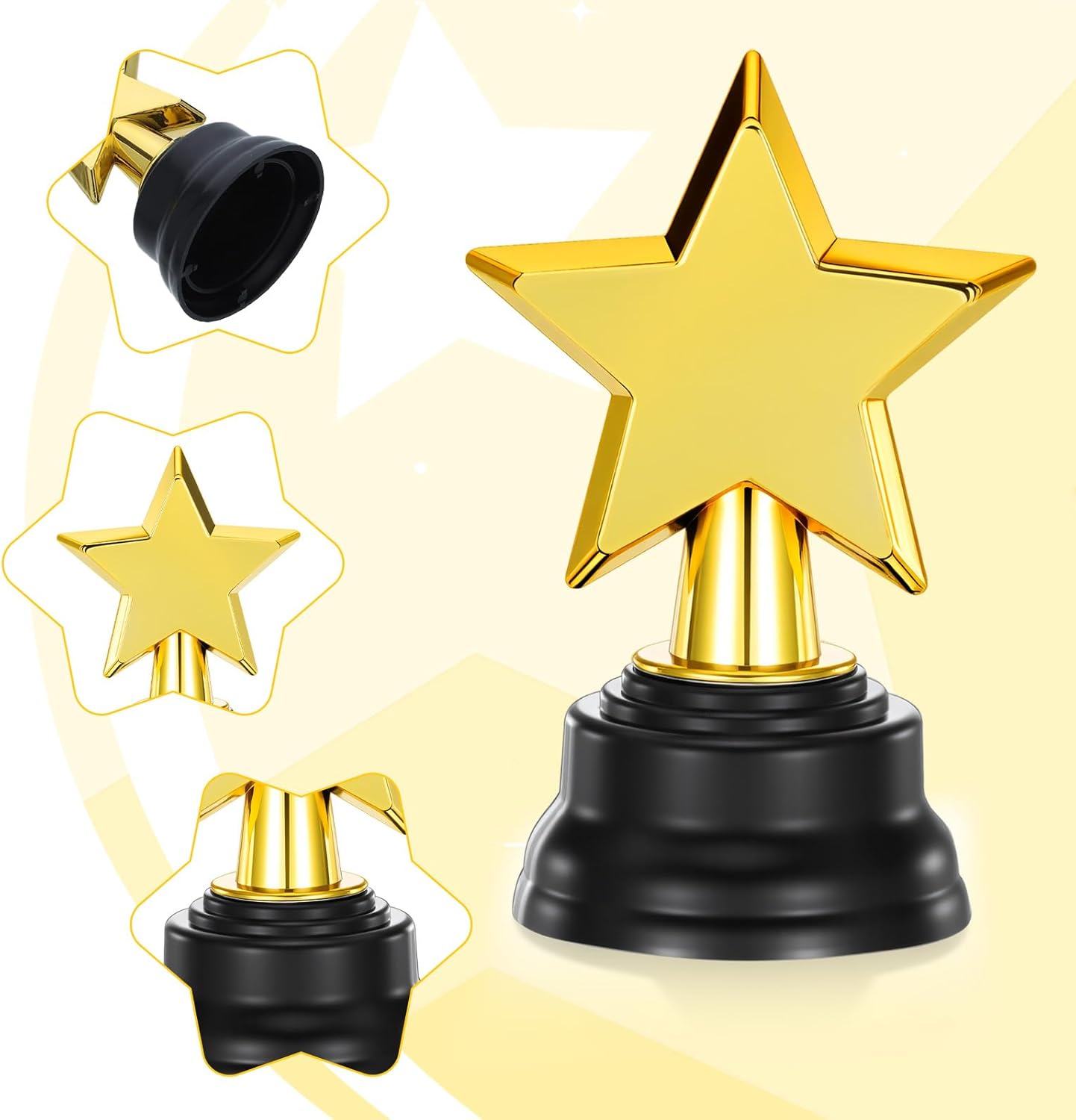 Mini Star Trophy Awards by [Brand Name] - 24 Pack Gold Plastic Trophies for Party Favors & Sports Events (3.5 Inch)