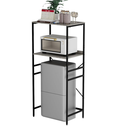 QieerHior Mini Fridge Shelf Mini Fridge and Microwave Stand Over Mini Fridge Storage Rack Height Adjustable Microwave and Fridge Stand Suitable for Dorm, Kitchens, Offices, Modern Gray
