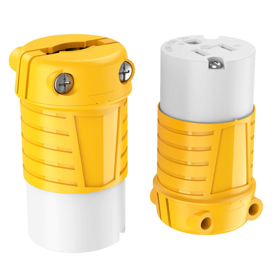 110V Female Electrical Outlet Drop Cord Extension Cord Ends Replacement NEMA 5-15R 15 Amp 110 120 Volt Yellow ETL Listed 2-Pack