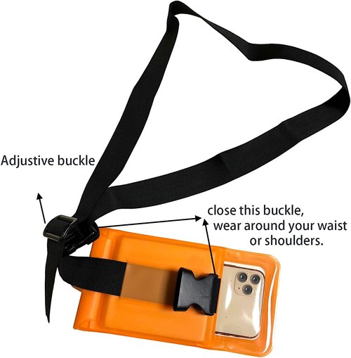 DRLOKPAK Waterproof Waist Pouch - Crossbody Chest Bag for Snorkeling & Swimming | Orange Floating Phone Case Holder