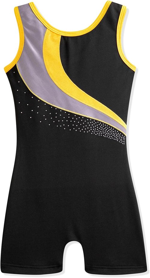 HOZIY Leotards for Girls | Sparkly Biketard with Snowflake Ribbon in Blue, Purple & Hot Pink