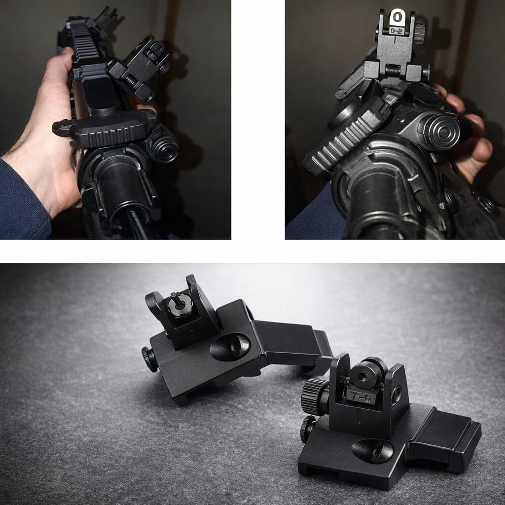 45 Degree Offset Flip Up Sight - Low Profile Design for Quick Transition | Front & Rear Sights