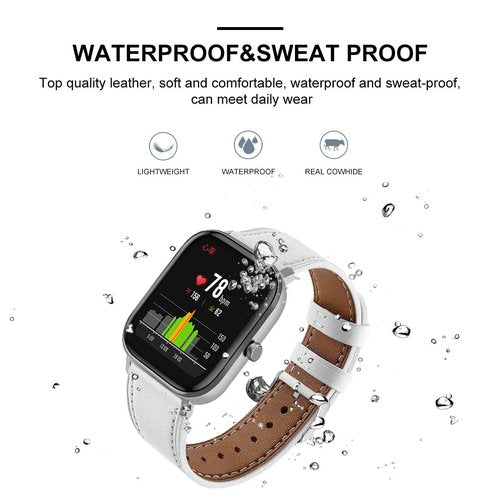 FitTurn Compatible with FITVII H56 HM57 HM78, RUIMEN D1 H1, TOOBUR IDW16, KEEPONFIT IDW21, TOZO S5 Fitness Tracker Bands Leather Quick Release Watch Band Strap for FITVII H56 Fitness Tracker (Tricolor*C)