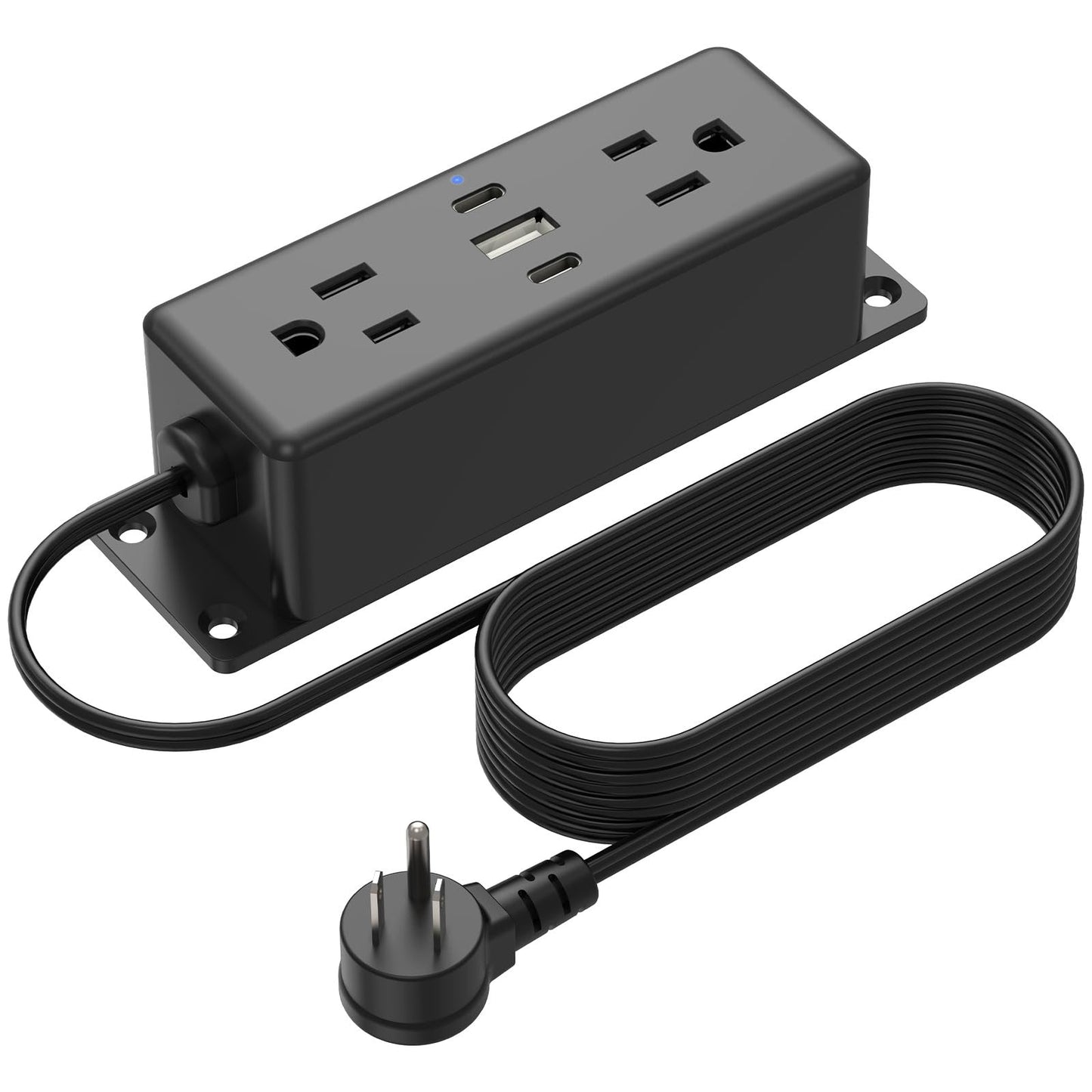 CCCEI Wall Mount Power Strip with USB Ports, Under Desk Mountable Power Strip with Outlets, 6FT Flat Plug Extension Cord Outlet, 20W USB-C Ports.