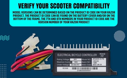 24V Controller for Razor E200 E300 (Version Specific) – Works ONLY with E200 V24+, E300 V20+, MX350 V33+, Pocket Mod V45+, OEM Control Module - ZK2430-D-FS-ROHS - 7 Connectors - Part W13113601015