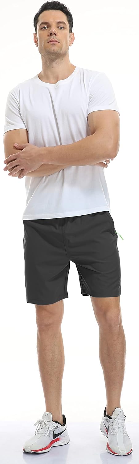 SPOSULEI Men's Athletic Hiking Shorts - Water Resistant, Quick-Dry, Lightweight with Zipper Pockets