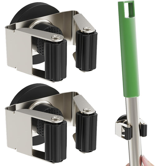ULIBERMAGNET Magnetic Mop Broom Holder,6 Pack Heavy Duty Movable Magnetic Broom Holder Rack,Anti-slip Wall Mounted Utility Storage Mop Shovel Hanger for Garage, Kitchen, Laundry, Garden
