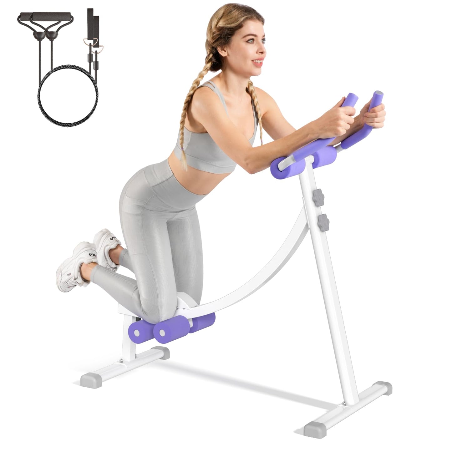 Ab Trainer Machine for Abs Workout at Home Gym, Knee Protection, Abdominal Trainer for Stomach Workout,Touch Displays(Purple)