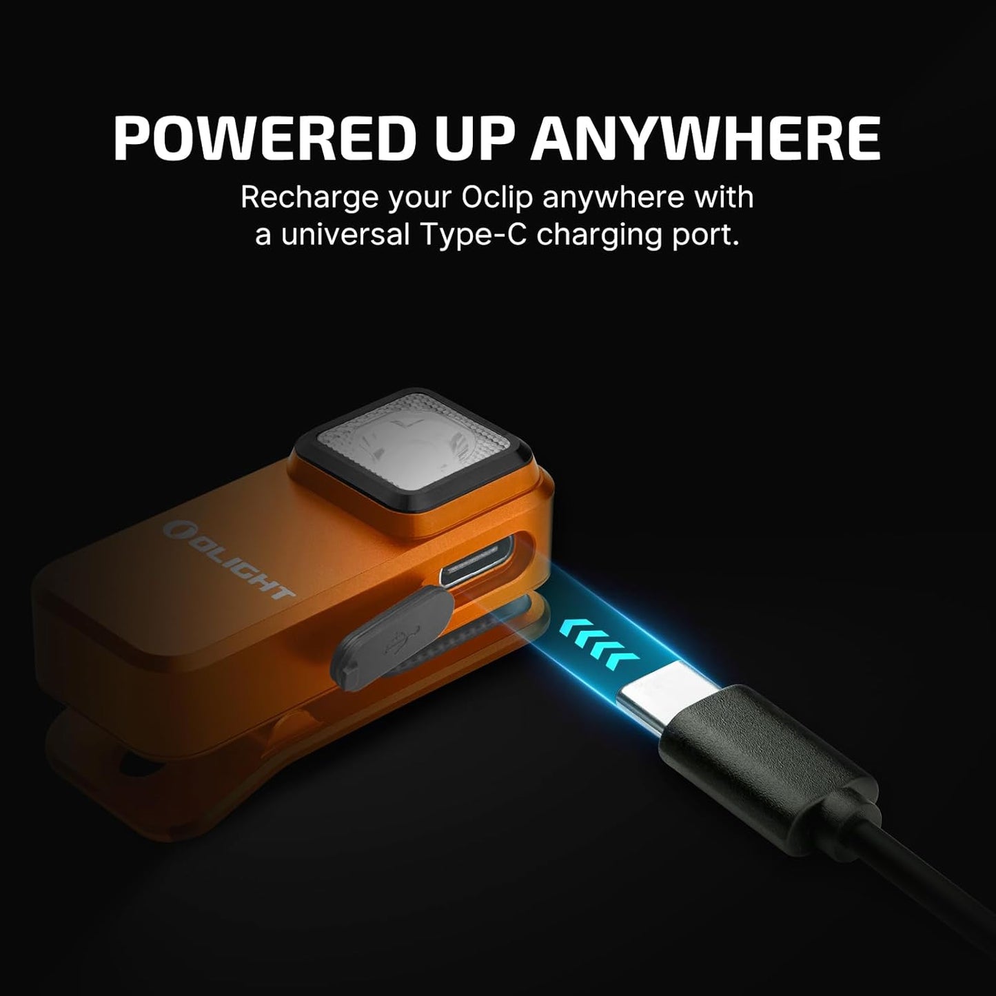 OLIGHT Oclip Rechargeable EDC Flashlight - 300 Lumens Compact Pocket Light | USB-C Charging, Magnetic Design (Orange)