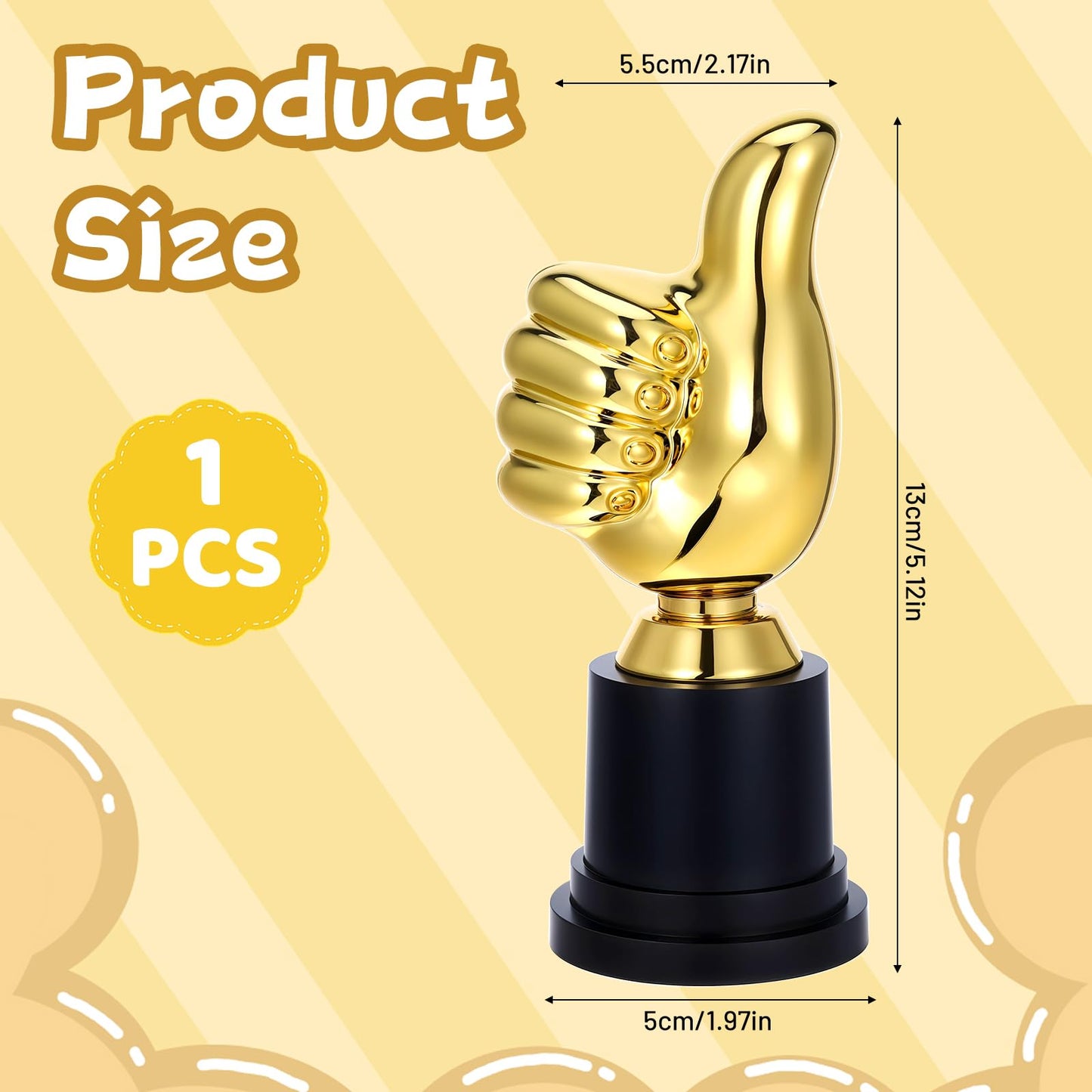 Golden Thumbs Up Award Trophy, Engraving Funny Plastic Winner Award Status Sculpture 5 Inch Gold Trophy Cups for Staff or Adults Party Favors Sports Game Job Football Competition Rewards for Humorous