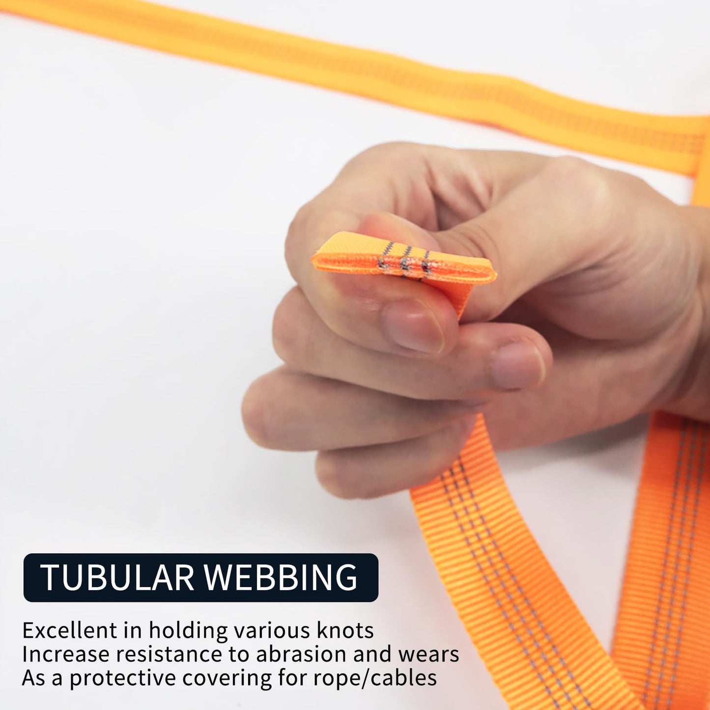 NewDoar 1 Inch Nylon Webbing Strap/Tubular Climbing Webbing - Heavy Duty Strap for Rescue, Climbing, Harnesses, Rock Work, & Firefighting (Orange,5Yard)