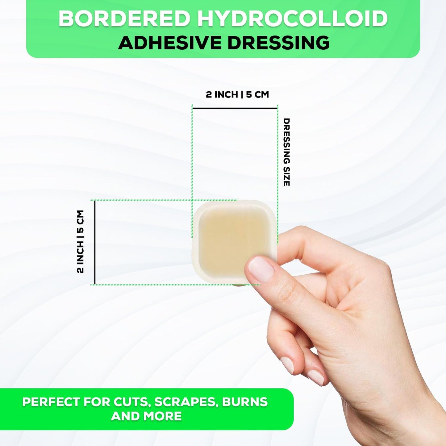 Medvance Absorbent Bordered Hydrocolloid Large Wound Dressing - Waterproof Skin-Friendly Adhesive Pads - Easy Apply Large Bandage - Wound Care & Dressings for Cuts & More (2"x2" Bandage) (Box of 10)