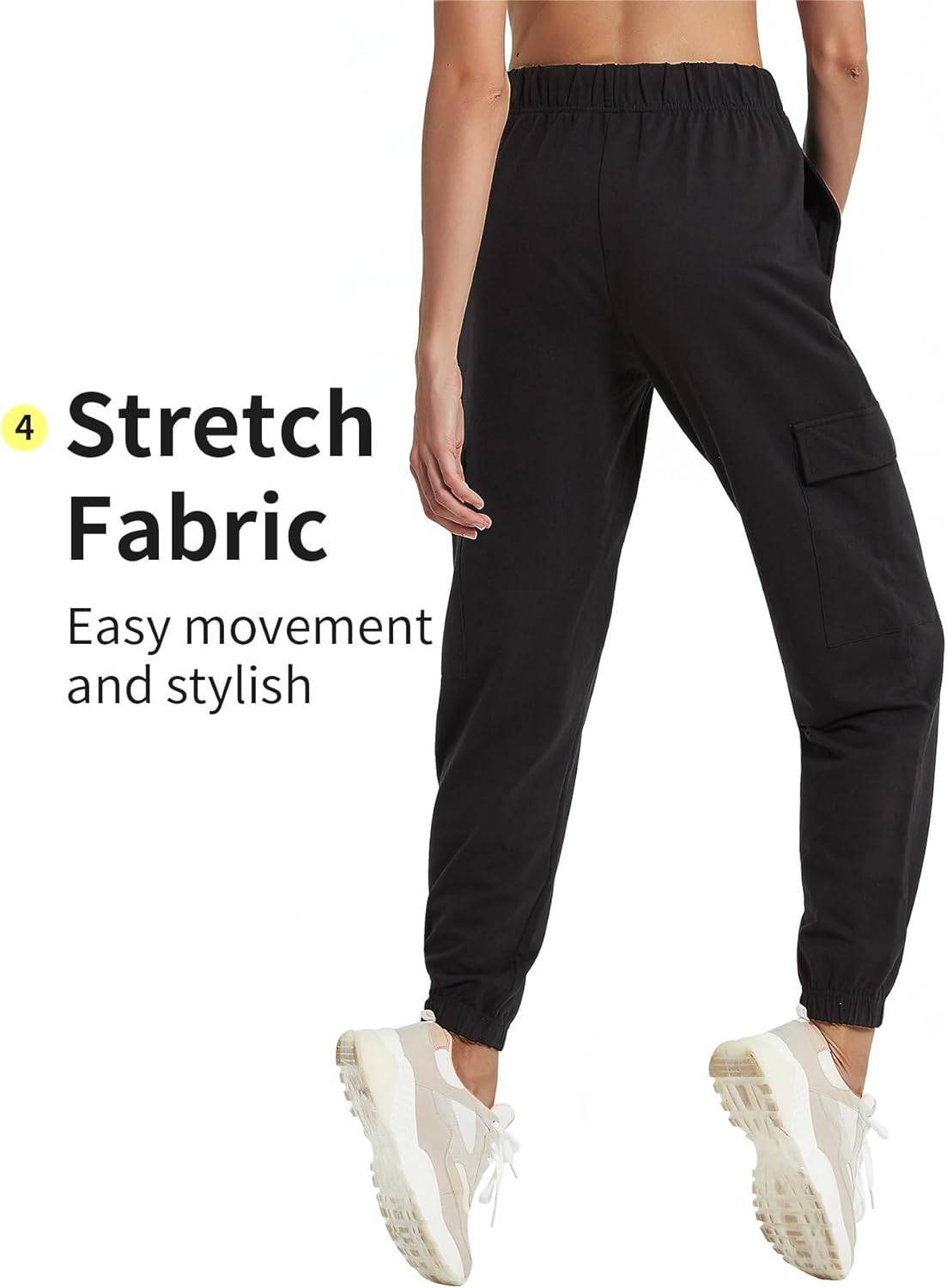 PULI Women's Cargo Sweatpants - Sporty Athletic Fit with Pockets | Comfortable Jogger Pants for Yoga & Gym