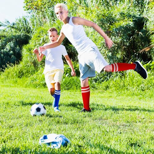 Kids Football Socks - 4 Pairs in Black, White, Blue, Red