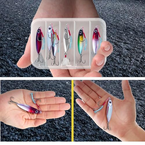6Pcs Saltwater Fishing Lures with Box, Ocean Salt Water Spoon