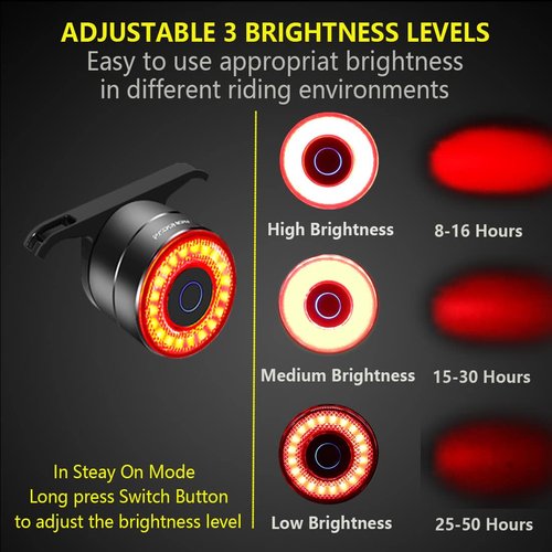 PADONOW Smart Bike Tail Light: USB Rechargeable Rear Bicycle Brake Light High Lumen Safety Red Led Cycling Taillight (Classic Brake Light)