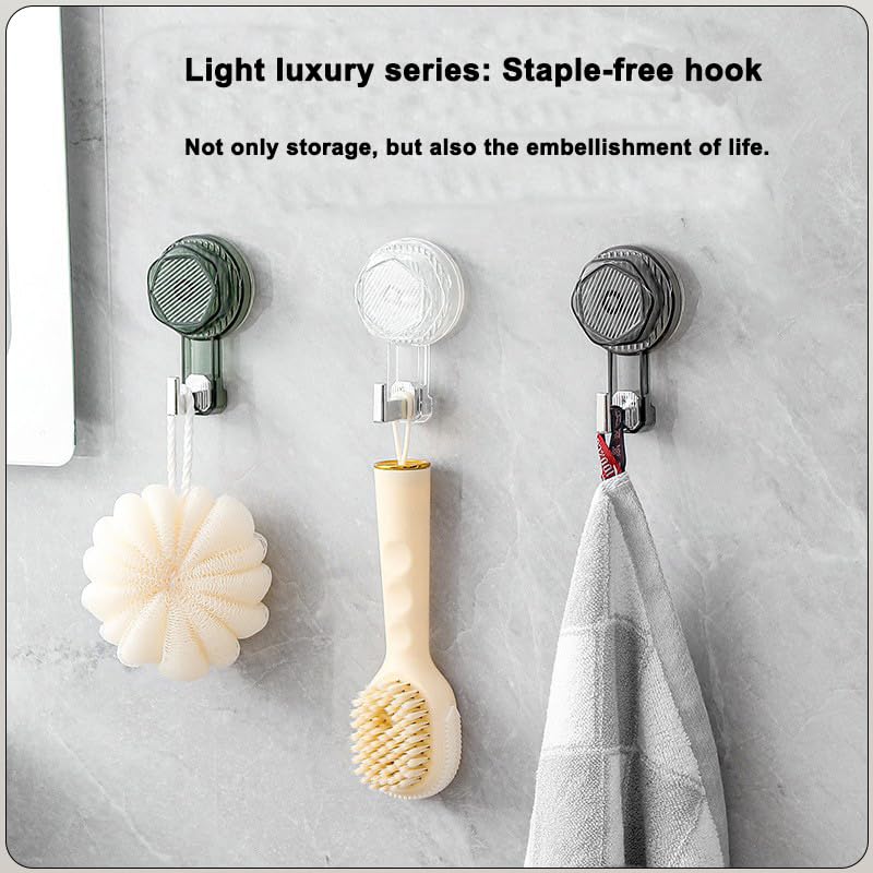 Kuangpu 3 Pack Vacuum Rotation Suction Cup Hook, 22 LB Heavy Duty Wreath Holder for Window, Glass Doors, Tiles, Welcome Sign (Clear White)