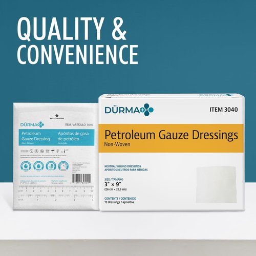 Dynarex Sterile Petroleum Non Adhering Gauze Dressing for Wounds, 12 Count