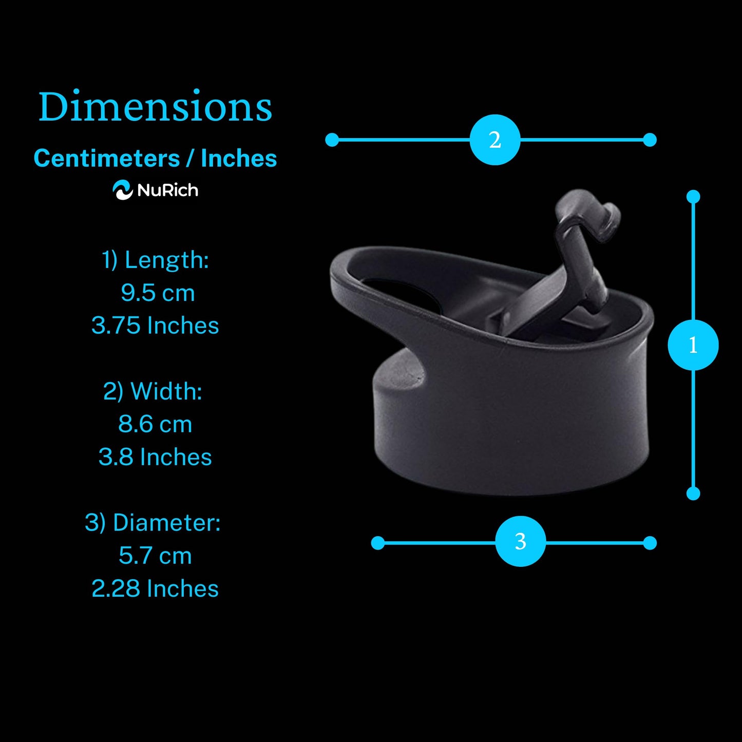 NuRich Hydro Wide Mouth Flip and Sip Replacement Coffee Lid or Cap with Handle Accessories Compatible with Hydroflask, Nalgene, and Many More Top Water Bottle Brands Sizes 12 16 18 20 32 40 64 Ounce