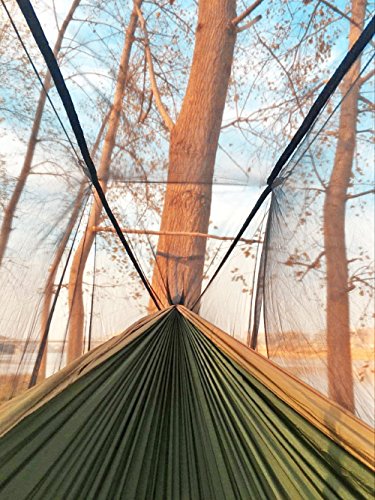 Sunyear Camping Hammock Single/Double with Net, 2 Pack 10ft Straps, 500 lb Capacity, 55x106 / 78x118