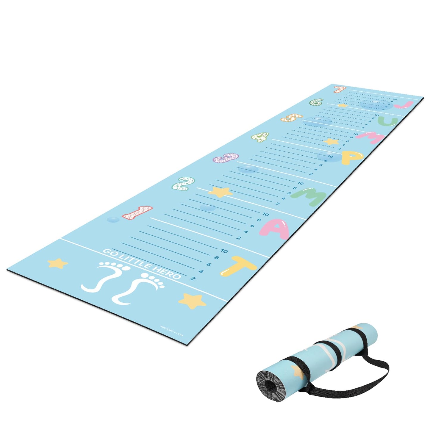 Jump Mat for Kids, Non-Slip Standing Broad Jump Training Mat with Measurement Marks and Carry Strip, Roll-Up Fitness and Activity Floor Jumping Pad for Home Workout, Jumprope, Yoga, Exercise