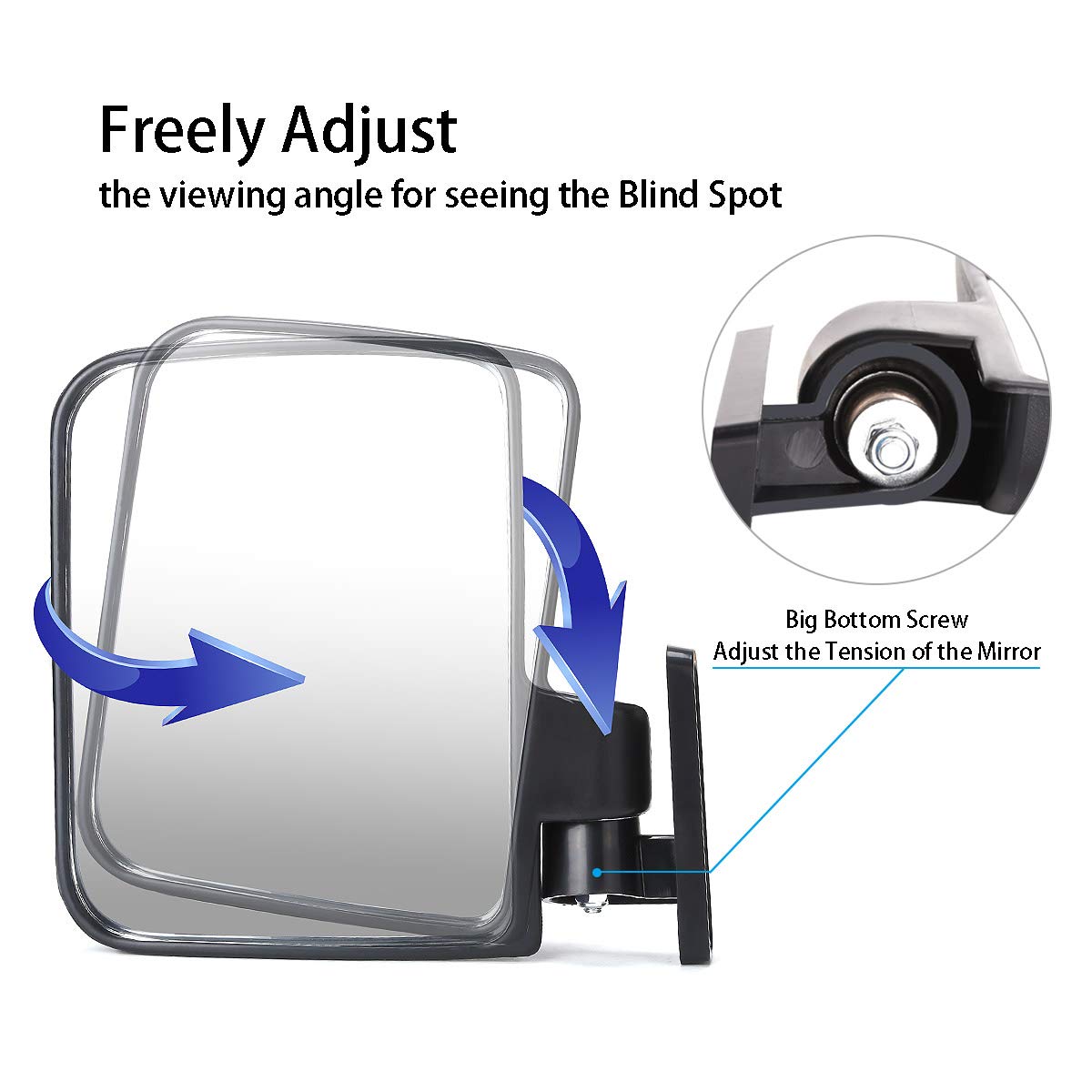 10L0L Universal Golf Cart Side Mirrors for Yamaha Club Car, EZGO, Folding Side View Mirror Extra Wide 180 Degree Large Panoramic Mirrors