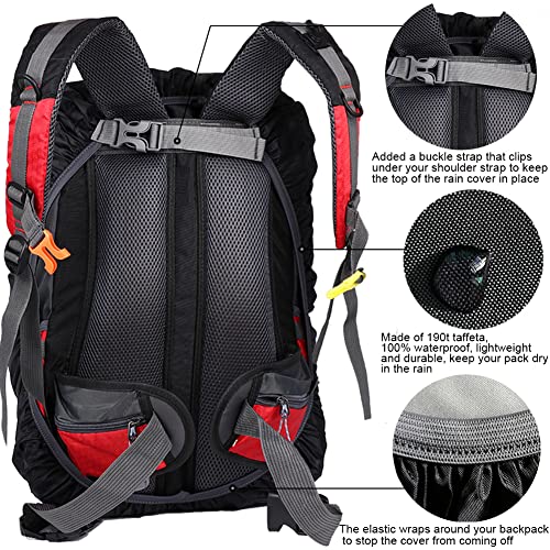 Waterproof Backpack Rain Cover with Anti-Slip Strap - Black 15-25L