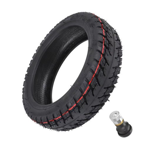 LHROPA 60/70-6.5 10-inch Rubber Explosion-proof Tubeless Tire + Straight nozzle Replace for Segway Ninebot Max/Max G30LP G30 G30E Electric Kick Scooter Wheel Parts