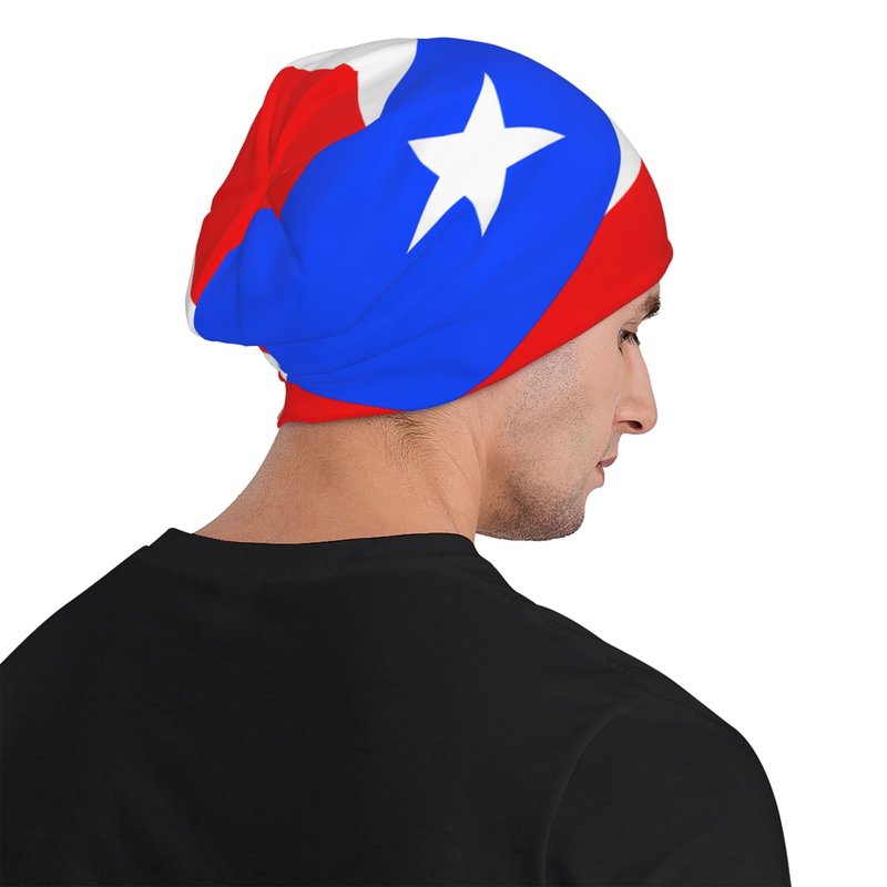 WENNGNGT Puerto Rico Puerto Rican Flag Beanie Hat Slouchy Beanies Caps Soft Sleep Cap Stretch Chemo Hats Lightweight Running Cycling Hat for Men Women