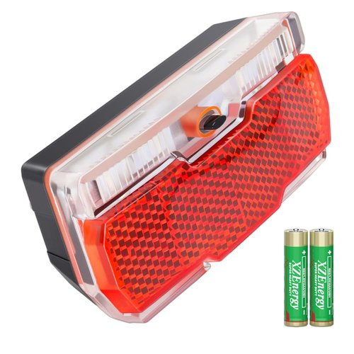 Bike Rack Tail Light with 2 Modes Steady and Flashing, Bicycle Rear Rack Light Easy to Install on Cargo Rack, Fit 50mm Bolt Holes Mount, Taillight for Bicycle