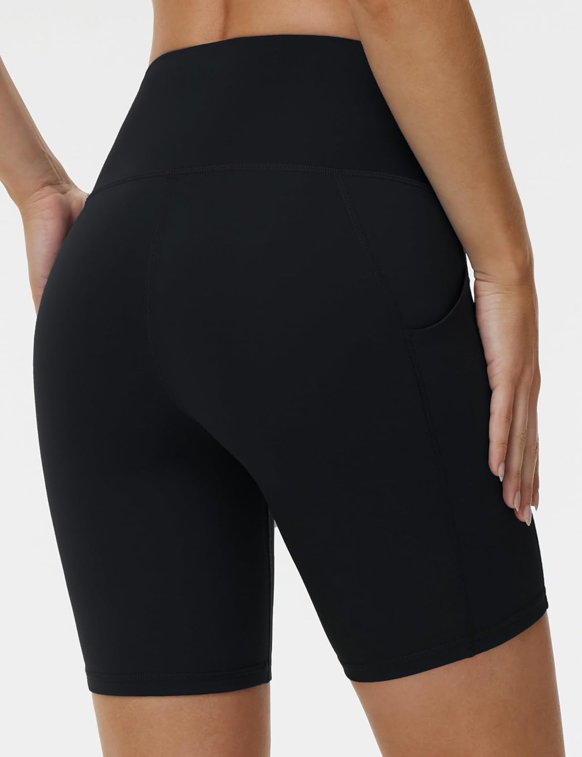 The Gym People High Waist Workout Shorts - Stretchy Tummy Control Yoga Biker Shorts with Pockets