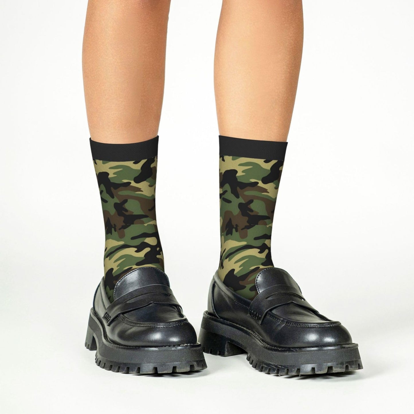 hococal Army Green Camouflage Kids Soccer Socks Boys Girls Child Cute Youth Funny Sport Athletic Crew Over the Calf Socks for Running Softball Baseball Cycling