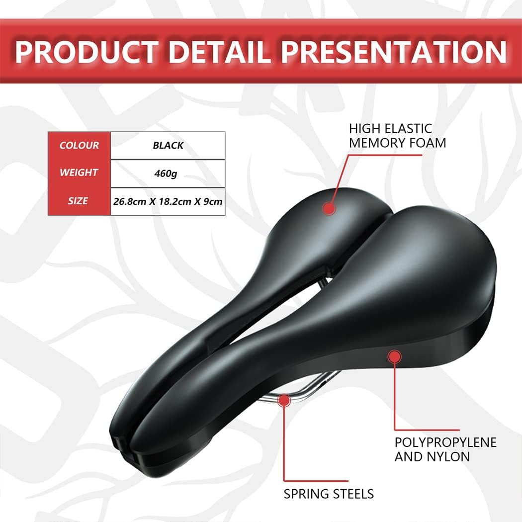 Skiennix Width Adjustable Bike Seat - Comfortable Prostate-Friendly Bicycle Saddle for All Bike Types