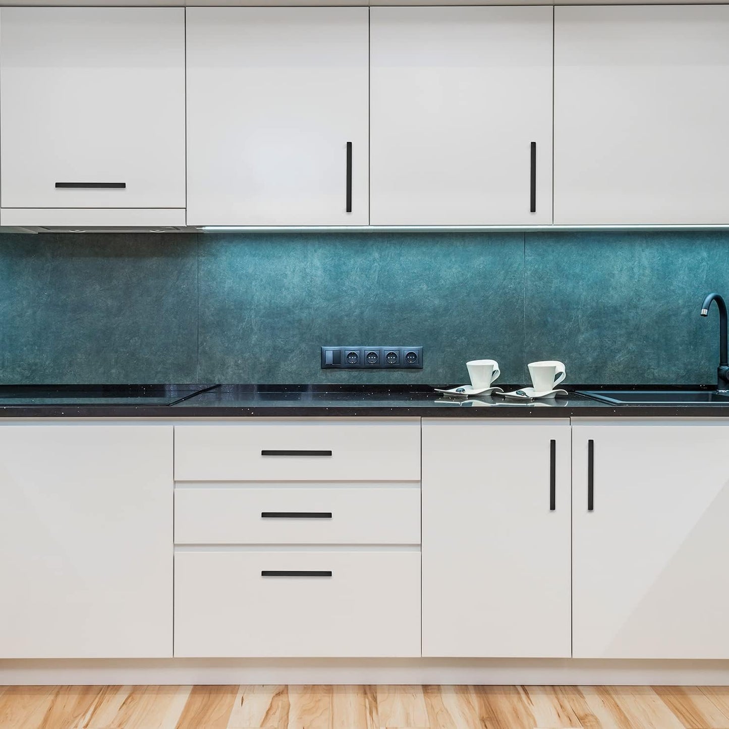 Ravinte 1 Pack 6-1/4 Inch Kitchen Square Cabinet Handles Matte Black Pulls Stainless Steel Drawer Pulls Kitchen Cabinet Hardware Handles