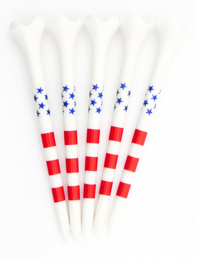 BM Outdoors 3-1/4 Inch Plastic Golf Tees, American Flag, Stars and Stripes, 100 Count Plastic