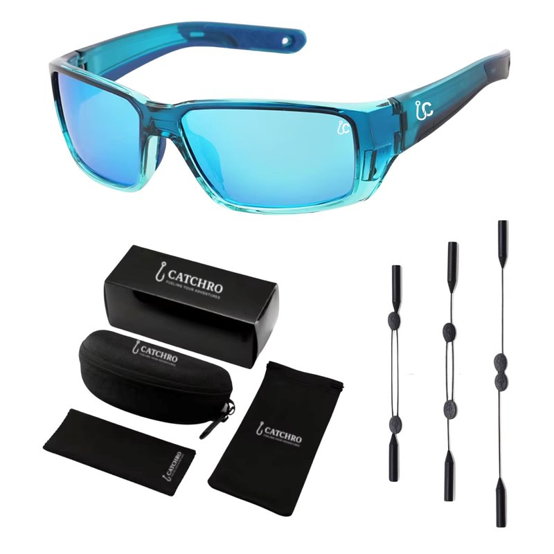 CATCHRO Green Men’s Sunglasses Polarized – Floating Black Glasses with TAC 1.1mm UV400 Blue Mirror Lens, Lightweight TR90 Frame – Premium Fishing Glasses & Outdoor Mens Sunglasses
