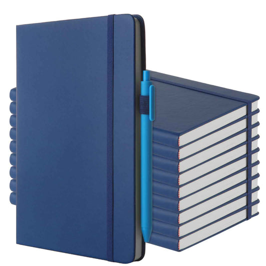 MIVIDE 10 Pack Journal Notebook Bulk with 10 Pens, A5 Lined Notebook Journals Bulk, Hardcover Notebook, College Ruled Notebook for Work Writing School Office, 5.7" x 8.3", Blue