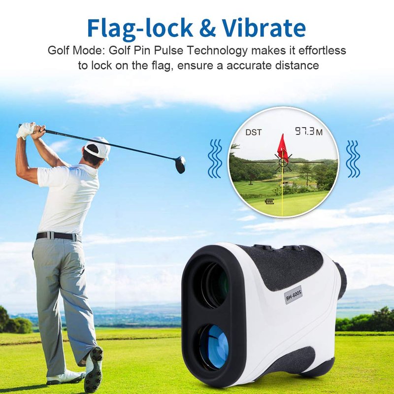 MOESAPU Range Finder Golf with Slope, 1200yd Laser Range Finder with Tripod Mount Hole, 7X Magnification Flag Lock Locking Vibration for Hunting, Distance Measurment Rangefinder Accessories, White
