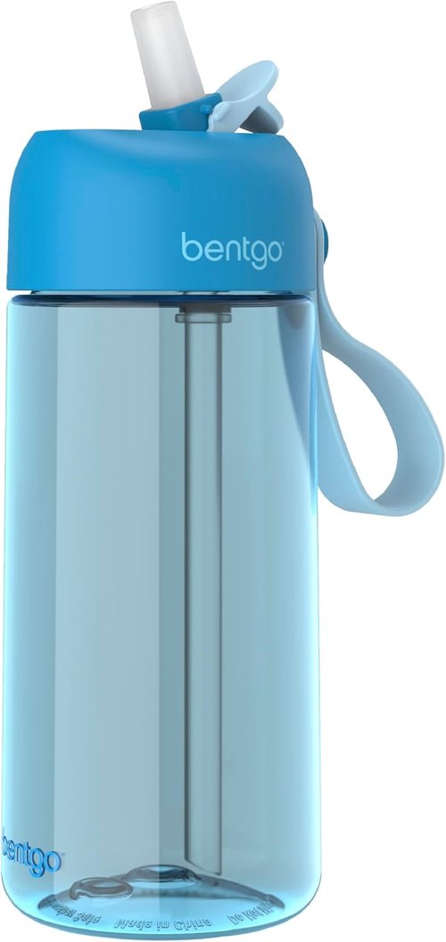 Bentgo Kids Water Bottle - Durable, Leak-Proof Tritan Design | BPA-Free 15 oz. for Ages 3+ (Blue)