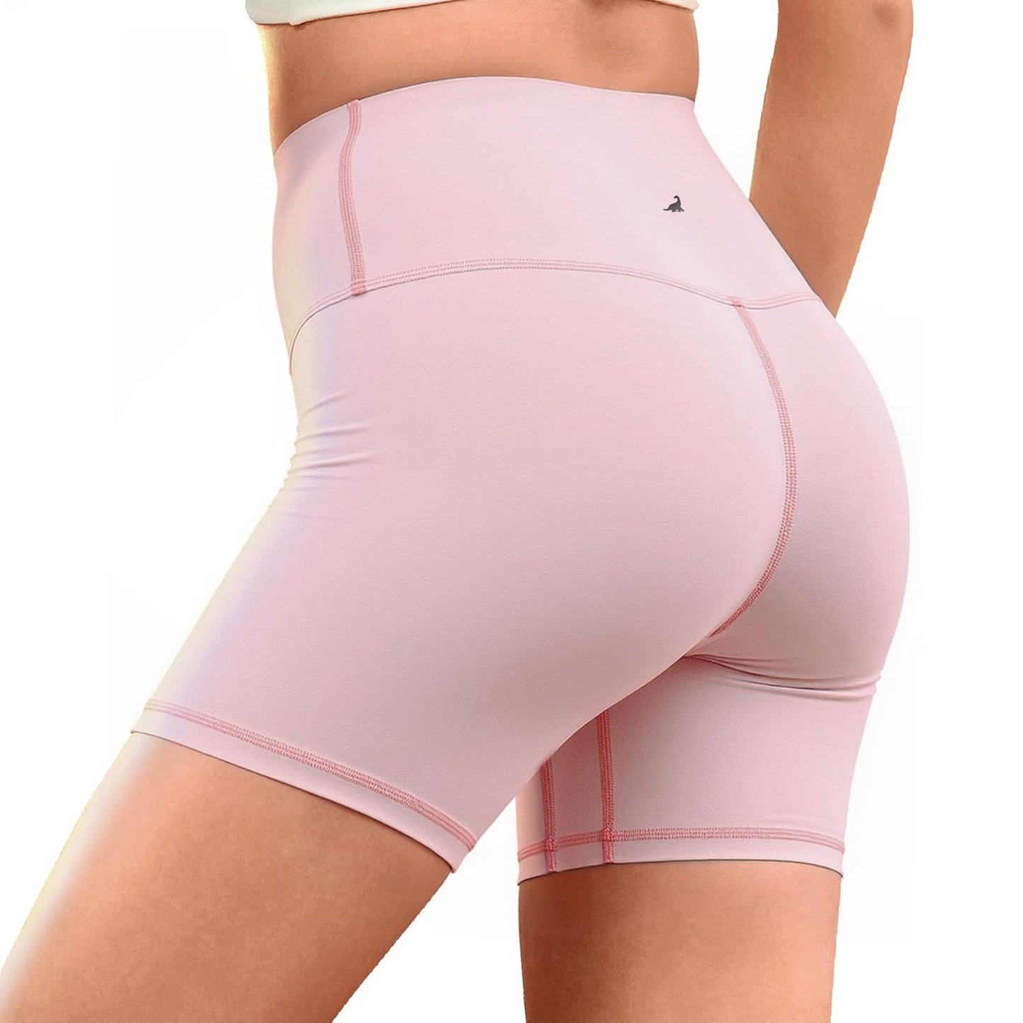 SURF CUZ Women's Board Shorts 5" Seamless Gym Biker High Waist Running Spandex Yoga Tummy Control Leggings Pink