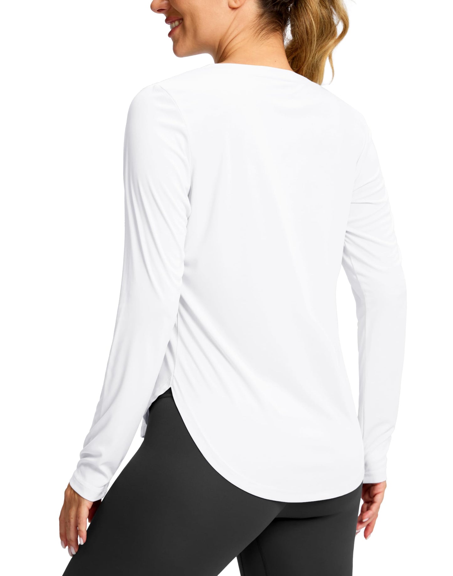 Soothfeel Women's Sun Shirts UPF 50+ UV Protection Lightweight Quick Dry SPF Long Sleeve Workout Hiking Tops Outdoor Clothing, White, L