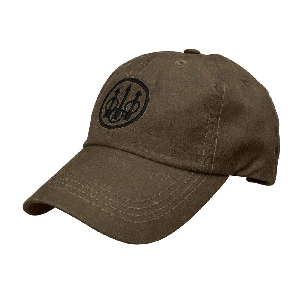 Beretta Men's Waxed Cotton Hunting Outdoor Casual Hat with Beretta Trident logo, Sandstone