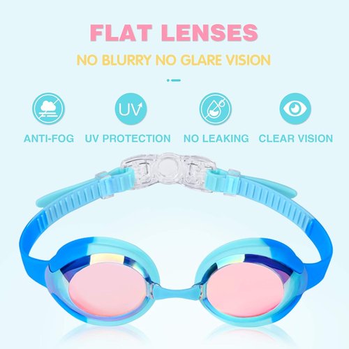Keary Kids Swim Goggles - Anti-Fog, Waterproof, UV Protection for Ages 3-12 | Clear Vision Pool Goggles